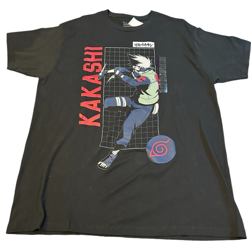 NARUTO Shippuden Collection KAKASHI Black T Shirt Size XL‎ NWT athletic fit